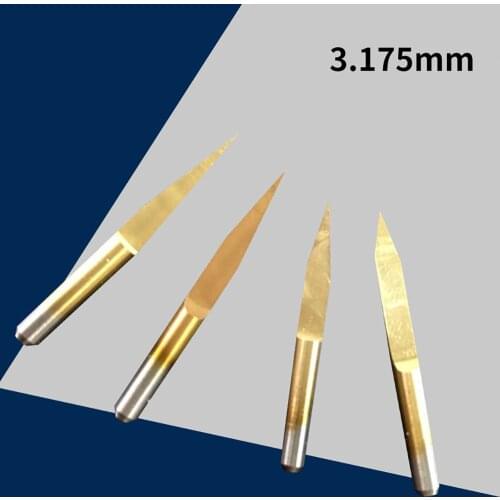 3.175mm titanium-plated flat-bottomed sharp knife, woodworking carving knife, CNC engraving flat-bottom sharp knife