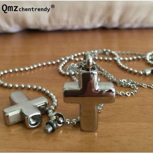 Stainless Steel Openable Cremation Funeral Jewelry Cross Pendants Ashes Urn Pendant Memorial Keepsake Urn Pet Necklace Jewelry