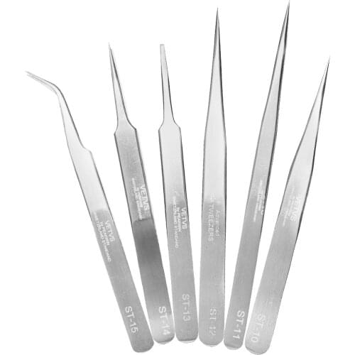 VETUS Anti-static Stainless Steel Silver Tweezers ST-10/11/12/13/14/15