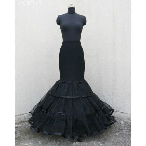 Black Mermaid Bridal Crinoline Wedding Hoops Petticoat Slip Ruffle UnderSkirt Fishtail Petticoat for Special Occasion Dress