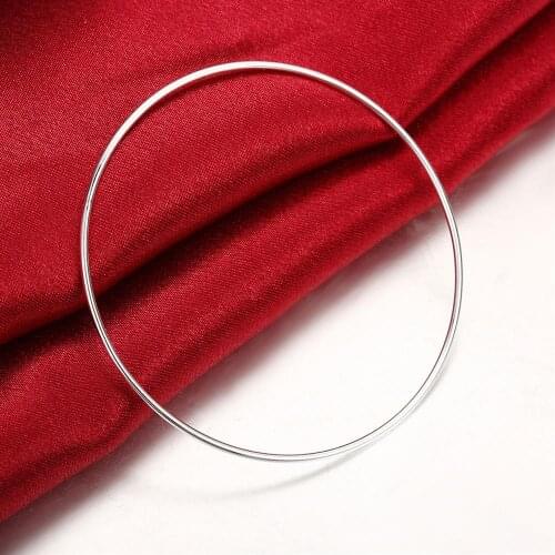 Hot classic 925 Sterling Silver fine Simple circle bangle for women charm bracelet Fashion Party Jewelry student Christmas gifts