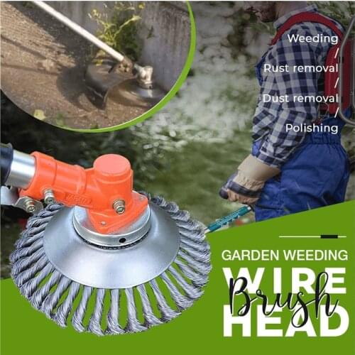Garden Weed Wire Brush Head Steel Wire Steel Wheel Lawn Mower Grass Eater Trimmer Brush Cutter Tools Garden Grass Trimmer Head