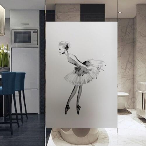 Custom Size Static Cling Window Foil Ballet girl Privacy Protection Glass Film For Bathroom Dance Room Bedroom Balcony