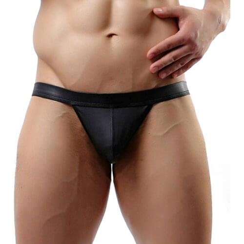 Stylish Bar Men Leather Jockstrap Trunks Panties Male Sexy Lingerie Hot Mens Thongs G-string Underwear Body Hollow Out Briefs