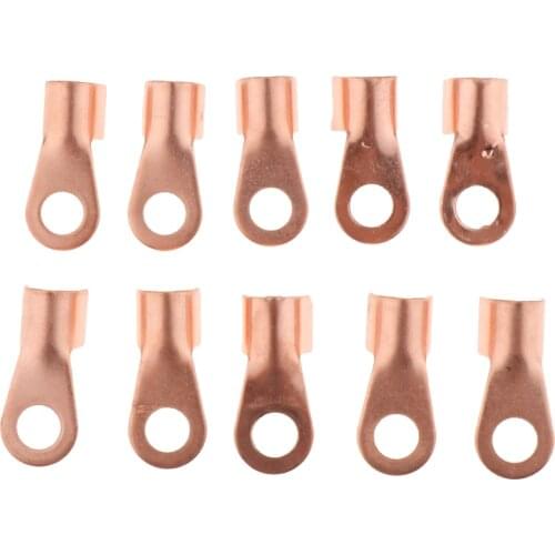 10 Pcs Copper Ring Lug Terminals Kit, Open Barrel Wire Crimp Connector Tubular Battery Cable Eye Terminals, OT 200A
