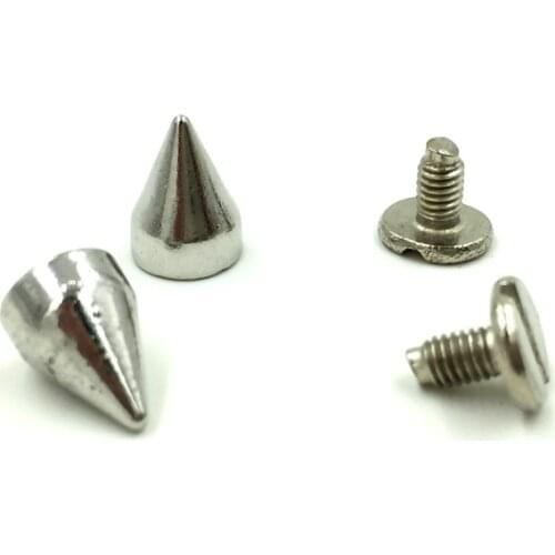20Sets Garment Rivets Spike Studs Spots Silver Tone Cone DIY Shoes Belt Making 9x7mm