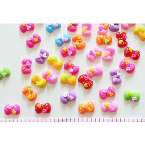 220pcs kitsch kawaii resin cabochon 18mm Flatback Cute Polka Dot Bow Cabs - DIY Jewelry decor, scrapbook, hair bow clips