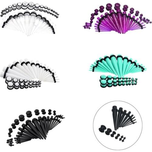 36pcs/set 1.6-10mm Acrylic Ear Gauge Taper Ear Plug Stretching Kits Multicolor Ear Flesh Tunnel Expansion Body Piercing Jewelry