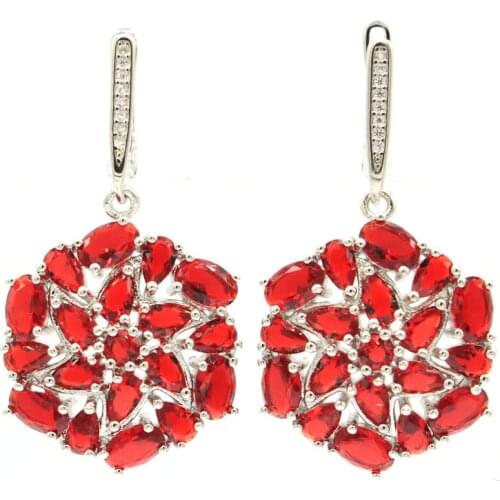 56x27mm Anniversary Long Big 13g Created London Blue Topaz Cubic Zircon Fine Jewerlry Bride Wedding Dating Silver Earrings