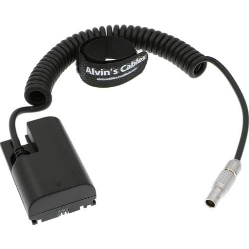 Alvins Cables Lanparte LP E6 Dummy Battery to 2 Pin Male Power Coiled Cable for SmallHD Monitor Canon 5D