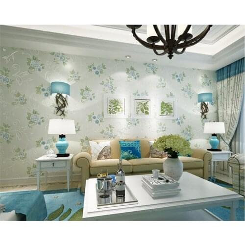Beibehang Idyllic nonwoven papel de parede 3d wallpaper three-dimensional large flower simple and cozy bedroom shop background