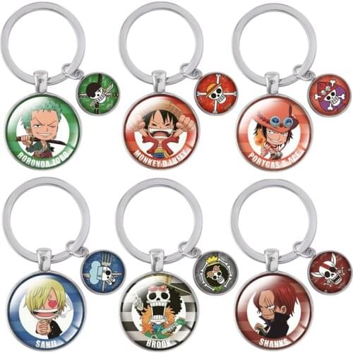 Anime One Piece Keychains Holder Toys Cartoons Luffy Ace Sauron Figures Keychain Ring Accessories Pendant Toys for Children Gift