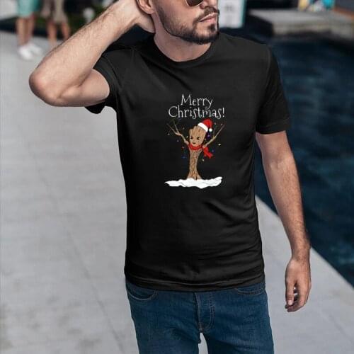 Merry Christmas Groot Graphic T Shirt Funny Milky Way Guardian Printed Cartoon Tops Harajuku Vogue Summer Vintage Loose Tee