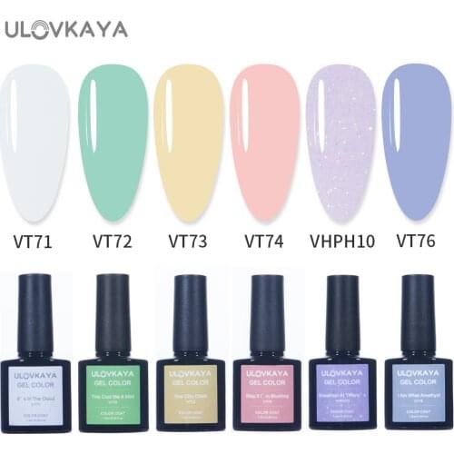ULOVKAYA Light Purple Shiny Yellow Pink UV Gel Varnishes For Nails 7.3ml Nail Gel Polish Semi-permanent varnish Soak Off UV Gel