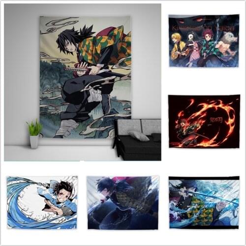 Demon Slayer Kimetsu No Yaiba Tapestry Art Wall Hanging Sofa Table Bed Cover Home Decor Poster