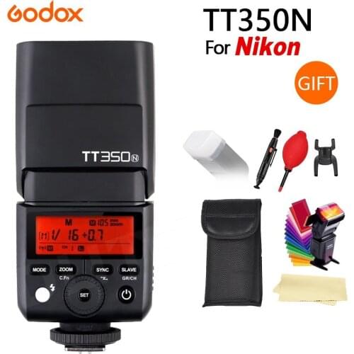 GODOX TT350N for Nikon camera 2.4G HSS 1/8000s TTL GN36 Flash Speedlite + Diffuser + CONXTRUE LED USB free gift