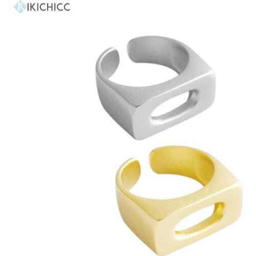 Kikichicc 925 Sterling Silver 2020 Geometric Squre Gold Resizable Ring 2020 Rock Punk Luxury Party Wedding Thick Large Jewelry