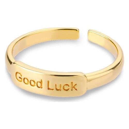 Good Luck Rings For Women Girls Stainless Steel Open Cuff Ring Lucky Vintage Rings Adjustable Female Jewelry Gifts Anillos