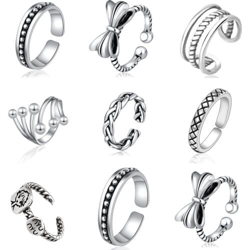 Goth couple Rings For Men egirls Women Adjustable silver color vintage Punk small Unusual ring student wedding gothic Jewelry