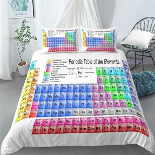 Home Living Luxury 3D Chemistry Element Table Print Comfortable Duvet Cover PillowCase Bedding Sets Queen King EU/US/AU Size