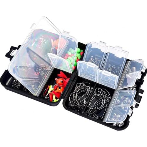 Fishing Tackle Box with fish Hooks Sinker Weights Fishing Swivels Snaps Jig Hook Tackle Kit Double Sided Fishing Accessories Kit