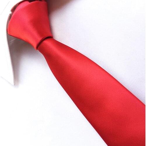 Red Color Men Solid Tie High Quality Woven Ties 6cm Skinny Necktie
