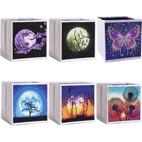 DIY Diamond Painting Storage Box Full Drill Cross Stitch Embroidery Diamond Art Storage Case Foldable for Bedroom Home Art Craft