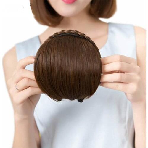 1pcs Braided Hairband Synthetic Bangs Heat Resistant Bangs Hair Extensions for Women Girls Blunt Bangs Fake Fringe Hairpieces