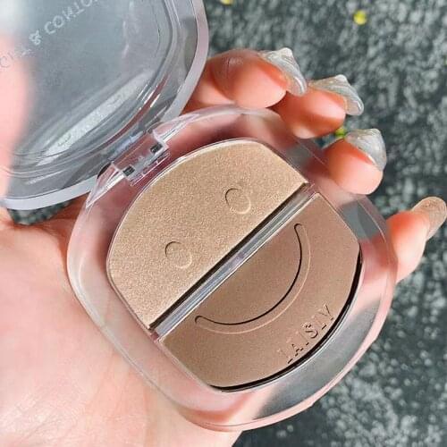 New 2 Colors Highlight Contour Bronzer Makeup Shading Highlighter Powder Palette Brighten Glow Illuminator Facial Cosmetics