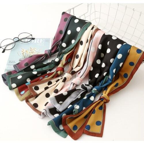 90*10cm New Striped All-match Big Polka Dot Long Neckerchief Decorative Thin Ribbon skinny scarf women