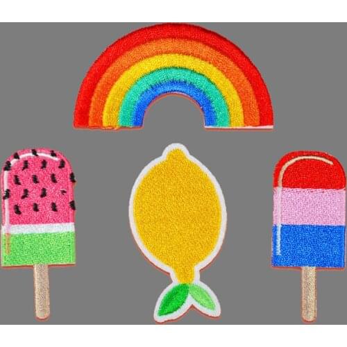 Rainbow Iron On Patches For Clothing Accessories Sewing Fruit Embroidered Patch Sticker On Clothes DIY Appliques Decor