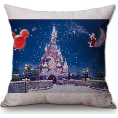 18" Blue Red Color Christmas Cushion Cover Santa Claus Snowman Gift Bags Cotton Linen Indoor Sofa Throw Pillow Cases Funda Cojin