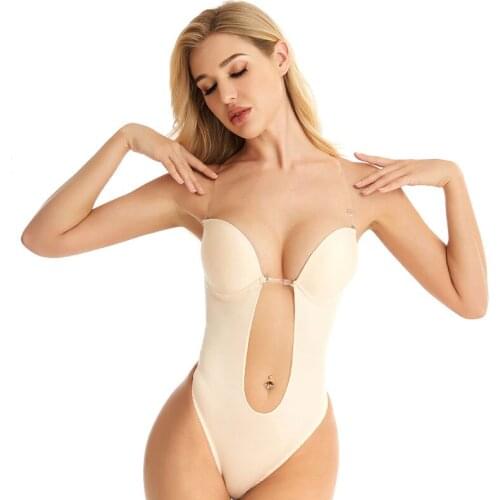Sexy Lingerie Invisible Bra Slimming Body Shaper Plunge Bras Strap Brassiere Lingerie Women Seamless Underwear Bodysuit