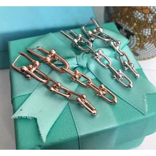 Thick Link U Shape Geometric Earrings Brass Gold Earrings for Women Chic Stylish Earrings Celebrity Jewelry