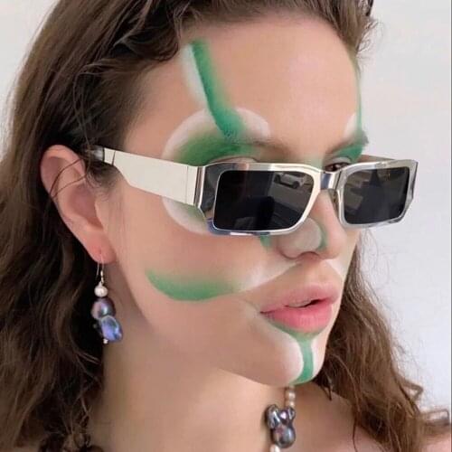 Square Metal Frame Sunglasses Women Fashion Designer Sun Glasses Rectangle Punk Glasses for Men Vintage Shade Gafas De Sol Mujer