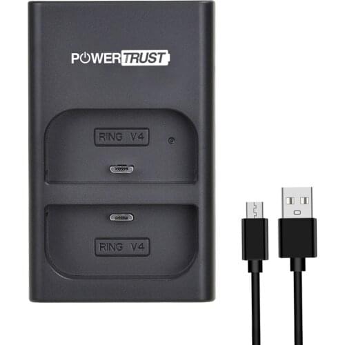 PowerTrust RV4 LED Dual Charger for Ring Video Doorbell 2, Spotlight Cam, Stick Up Camera and Door View Cam