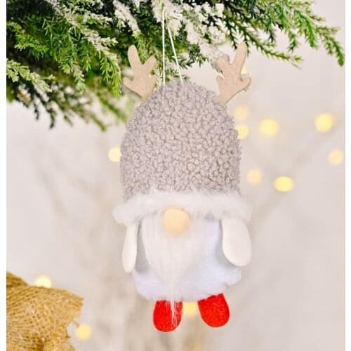 T84E Christmas Tree Hanging Gnome Ornaments Set of 4 Elk Faceless Doll Swedish Handmade Plush Gnomes Elf Home Holiday Decor
