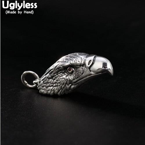 Uglyless 100% Real Solid 990 Silver Eagle Pendants Necklaces no Chains Men Thai Silver Pendant Punk Fine Jewelry Handmade Bijoux