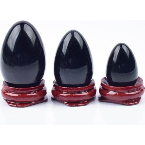 Yoni Egg Natural Obsidian Massage Egg Set Undrill With Wooden Base Kegel Exercise Pelvic Floor Muscle Vaginal Tighten Ball