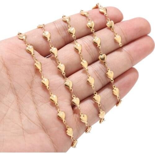 5mm*10MM Golden Fashion Stainless Steel Gold Women Heart Link Chain for DIY jewelry making