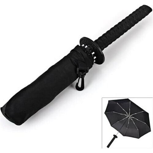 1pc New Arrival Samurai Katana Shape Umbrella Designed with Comfortable Samurai Sword Handle (Black)