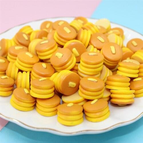 10pcs Imitation Cookies DIY resin Hair accessories simulation dorayaki bread biscuits Japanese food play bulk creative hand-made