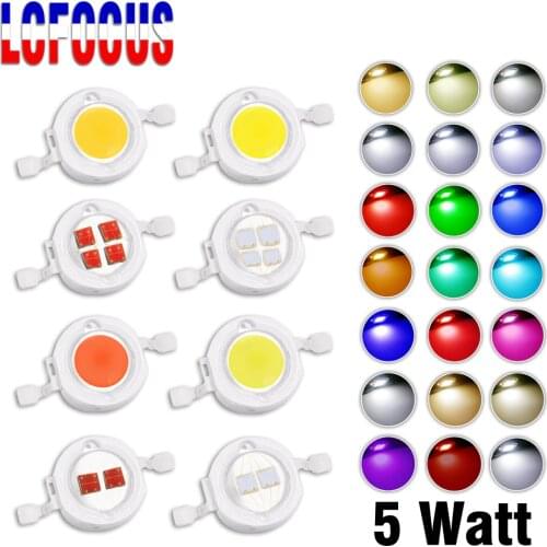 10pcs High Power LED 5W COB Chip Natural Cool Warm White Red Blue Green Yellow 440nm 660nm Full Spectrum For 3W 5W Light Beads