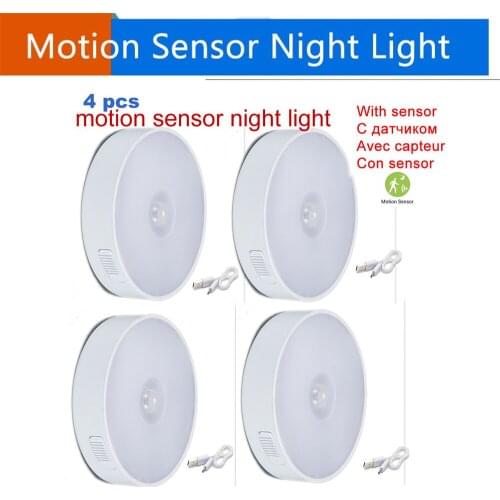 2-6pcs indoor PIR Motion Sensor Garden Security Wireless Lights usb charged led cabinet lamp night light warm white color
