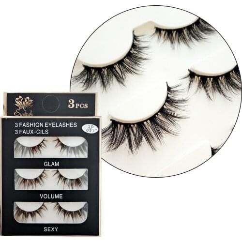 False Eyelashes 3pairs Eyelash Extension 3d Mink Lashes Makeup Tools Wimpers Eyelashes Cruelty-free Fake Lashes for Beauty