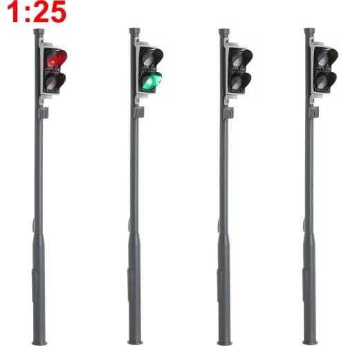 4pcs G Scale Model Traffic Signals Red/Green 1:25 Block Signal 14.5cm Traffic Light JTD259RG