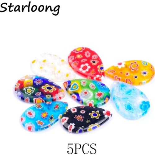 5pcs/lot 14*23mm many colors mixed Saika water drop lampwork glazed glass beads with hole for DIY necklace jewelry making