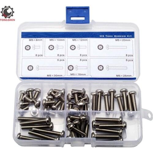 52pcs M5 Tamper-Resistant Security Screws Assortment Kit Stainless Steel Torx Button Head Tamper Proof Security Screw Screws