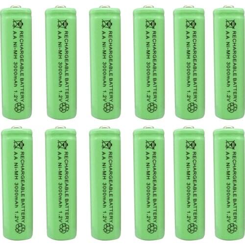 Aa3000ma1.2 v ni-mhnimh gtf rechargeable battery for watches, mice, computers, toys and battery batches green flashlight stacks