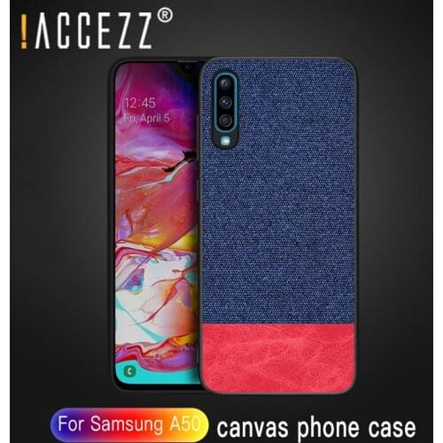 !ACCEZZ For Samsung Galaxy A50 Phone Case Luxury Fabric Soft TPU Canvas Cloth Phone Ultra-thin Back Cover Shockproof Funda Coque